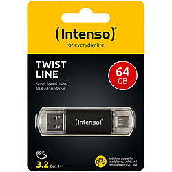 Intenso USB-Stick Twist Line, 64 GB, mit USB 3.2 Typ A & USB Typ C Intenso USB-Speichersticks mit USB Typ C