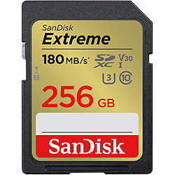 SanDisk Extreme SDXC-Karte (SDSDXVV-256G-GNCIN), 256 GB, 180 MB/s, U1 / V30 SanDisk SD-Speicherkarten UHS U1