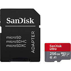 SanDisk Ultra microSDXC (SDSQUAC-256G-GN6MA), 256 GB, 150 MB/s, U1 / A1 SanDisk microSD-Speicherkarte UHS U1