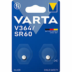 Varta Electronics SilverOxide-Knopfzelle V364/SR60, 17 mAh, 1,55 V, 2er-Set Varta Knopfzellen