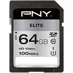 PNY Elite SD-Karte, mit 64 GB, lesen bis zu 100 MB/s, U1 PNY