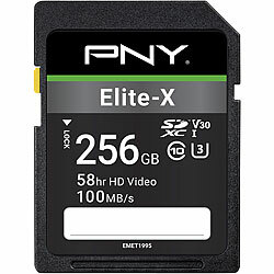 PNY Elite-X SD-Karte mit 256 GB, Lesen bis zu 100 MB/s, Class 10, UHS-I U3 PNY microSD-Speicherkarte UHS U3
