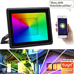 Luminea Home Control 4er-Set WLAN-Fluter, RGB-CCT-LEDs, App, 3.750 lm, 50 W, IP65 Luminea Home Control 