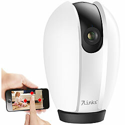 7links WLAN-Überwachungskamera mit 2K, IR-Nachtsicht, Pan/Tilt, App 7links WLAN-IP-Überwachungskameras mit Nachtsicht und Objekt-Tracking, dreh- und schwenkbar, für Echo Show