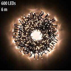 Lunartec LED-Büschel-Lichterkette, 600 LEDs, 8 Leuchtmodi, IP44, 6 m, warmweiß Lunartec