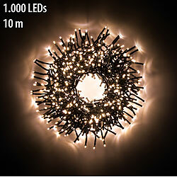 Lunartec LED-Büschel-Lichterkette, 1.000 LEDs, 8 Modi, IP44, 10 m, warmweiß Lunartec LED-Lichtergirlanden