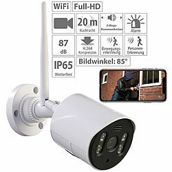7links 2er-Set WLAN-IP-Kameras mit Full HD, Dual-Nachtsicht, App, LAN, IP65 7links WLAN-IP-Überwachungskameras für Echo Show, mit Nachtsicht