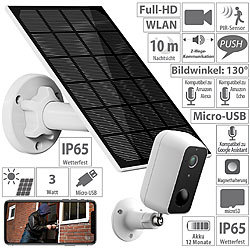 revolt Outdoor-Kamera mit Solarpanel, WLAN, App, Akku, Full HD, IP65 revolt