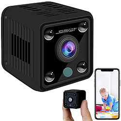 Somikon Akku-Micro-IP-Kamera, HD 720p, 120° Weitwinkel, Nachtsicht, WLAN Somikon