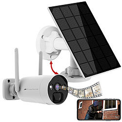 VisorTech 2K-Festplatten-Überwachungsrekorder + 2 Solar-Akku-Kameras, HDMI, App VisorTech