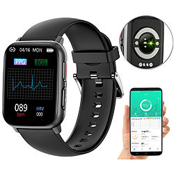 newgen medicals Fitness-Smartwatch mit EKG-, Blutdruck-, SpO2-Anzeige, Bluetooth, IP68 newgen medicals