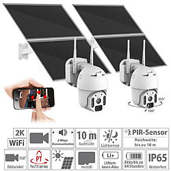 7links 2er-Set Pan-Tilt-Überwachungskameras, 2K, WLAN, Akku, 25 W Solarpanel 7links Hochauflösende Pan-Tilt-WLAN-Überwachungskameras mit Solarpanel