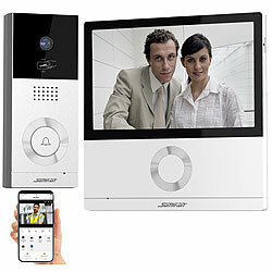 Somikon WLAN-Full-HD-Video-Türsprechanlage mit 17,8-cm-Touchscreen (7"), App Somikon WLAN-Video-Türsprechanlagen mit Touchscreen- und App-Steuerung