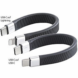 Callstel 2er-Set kurze, flexible Lade-/Datenkabel USB-C auf -C & 8-Pin, PD, MFi Callstel