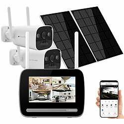 VisorTech Système de surveillance sans fil : Enregistreur avec 2 caméras solaires 2K, PIR, application VisorTech enregistreur de surveillance sans fil avec caméra à batterie solaire et application disponible sur eMall