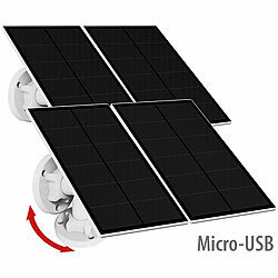 revolt 4er Universal Solarpanel für Akku IP Kameras mit Micro USB Port revolt Solarpanel mit Micro-USB-Anschluss für Akku-Überwachungskameras