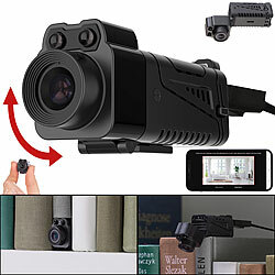 Somikon WLAN-Micro-Kamera, Full HD, 90° neigbar, Powerbank, IR-Nachtsicht, App Somikon