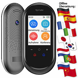 Mobiler KI-Echtzeit-Sprachübersetzer, 136 Sprachen, ChatGPT-Assistent simvalley MOBILE Mobile KI-Echtzeit-Sprachübersetzer