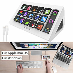 Xystec Stream-Controller mit 15 LCD-Display-Tasten, Office & Gaming, weiß Xystec Studio-Controllers, für Streaming & Software