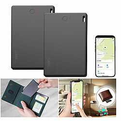 Callstel 2er-Set Schlüsselfinder, kabelloser Ladefunktion, Kreditkartenformat Callstel MFi-zertifizierte Schlüssel- & Gegenstandsfinder mit weltweiter Ortung und App 