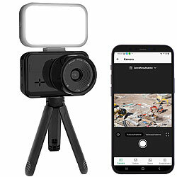 Somikon 4K-WLAN-Zeitrafferkamera, App, 20 m Farb-Nachtsicht, PIR-Sensor, Akku Somikon 4K-UHD-Zeitrafferkameras mit LED-Leuchtpanel, PIR-Sensor, WLAN und App