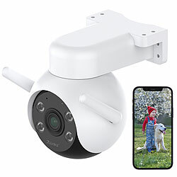 7links WLAN-Pan-Tilt-Outdoorkamera mit 4K-Auflösung, Farb-Nachtsicht, IP66 7links WLAN-Pan-Tilt-Outdoorkameras mit 4K, Nachtsicht, Objekt-Tracking, Patrouillen-Funktion & Sirene