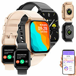 newgen medicals 2er-Set Smartwatch Fitnessuhr m. Tel.-FSP. schwarz/schwarz + gold/rose newgen medicals Smartwatches Fitnessuhren mit Telefon-Freisprechfunktion