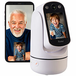 7links 2in1-WLAN-Überwachungskamera & Video-Telefon, IPS-Display, Pan-Tilt 7links 2in1 WLAN-Überwachungskameras & Videotelefon mit IPS Display