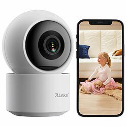 7links 2K-Pan-Tilt-Überwachungskamera mit WLAN & Patrouillen-Funktion, weiß 7links WLAN-Pan-Tilt-Überwachungskameras mit Tracking, Sirene, Nachtsicht und Patrouillen-Funktion