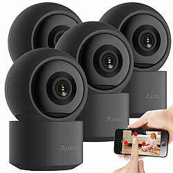 7links 4er-Set 2K-Pan-Tilt-Überwachungskamera mit WLAN, Patrouillen-Funktion 7links WLAN-Pan-Tilt-Überwachungskameras mit Tracking, Sirene, Nachtsicht und Patrouillen-Funktion