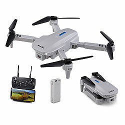 Simulus Faltbare RC-WLAN-Drohne mit HD-Kamera, Hover- und Rückhol-Funktion Simulus Faltbarer WiFi-Quadrocopter mit HD-Kameras