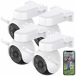 7links 4er-Set WLAN-Pan-Tilt-Outdoorkameras mit 4K-Auflösung,Farb-Nachtsicht 7links