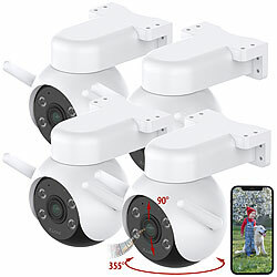 7links 4er-Set WLAN-Pan-Tilt-Outdoorkameras mit 4K-Auflösung,Farb-Nachtsicht 7links WLAN-Pan-Tilt-Outdoorkameras mit 4K, Nachtsicht, Objekt-Tracking, Patrouillen-Funktion & Sirene
