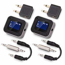 auvisio 2er-Set 2in1-Audio-Transmitter- & Receiver mit Bluetooth 5.3, Display auvisio 2in1-Audio-Transmitter- und Receiver mit Bluetooth, Display und Flugzeug-Adapter