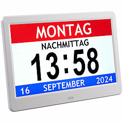 infactory Digital-Uhr mit 10"-Display, Wecker, Medizin-Erinnerung, Mediaplayer infactory Digital-Uhren mit Display, Wecker, Medizin-Erinnerung, Mediaplayer