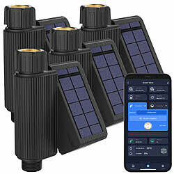 Royal Gardineer 4er-Set WLAN-Bewässerungscomputer, Solarpanel, BT-Gateway, App, IP65 Royal Gardineer WLAN-Bewässerungscomputer mit App, integrierte Solarpanels
