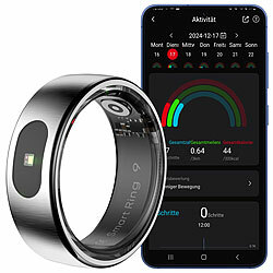 newgen medicals Fitnesstracker-Ring, Touch-Bedienung, Herzfrequenz, SpO2, 5 ATM, Gr.57 newgen medicals Fitnesstracker-Ringe mit Touch-Steuerung, Herzfrequenz, SpO2 und Schlafanalyse