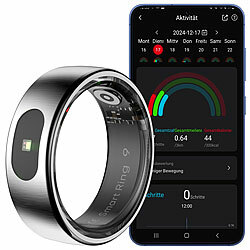 newgen medicals Fitnesstracker-Ring, Touch-Bedienung, Herzfrequenz, SpO2, 5 ATM, Gr.63 newgen medicals Fitnesstracker-Ringe mit Touch-Steuerung, Herzfrequenz, SpO2 und Schlafanalyse 