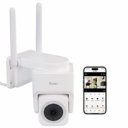 7links Pan-Tilt-Outdoorkamera mit 2K-Auflösung, 4 MP, Dualband-WLAN, Sirene 7links WLAN-Outdoor-Überwachungskameras mit Pan-Tilt-Funktion, Personenerkennung, Sirene und App