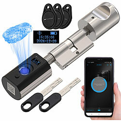 VisorTech Elektronischer Tür-Schließzylinder mit Fingerabdruck, Transponder, App VisorTech Elektronische Tür-Schließzylinder mit Fingerabdruck-Sensor und Tansponder