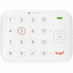 VisorTech 6-teiliges WLAN-Alarmanlagen-Set mit 3 Sensoren, 2 RFID-Schlüssel, App VisorTech Funk-Alarmanlagen-Set mit WLAN und App