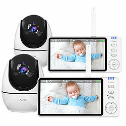 7links 2er-Set HD-Video-Babyphone, schwenk- & neigbar, Akku, Nachtsicht, VOX 7links Video Babyphones