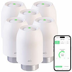 revolt 6er-Set Heizkörper-Thermostate mit App-Programmierung, Bluetooth revolt Smartes Heizkörper-Thermostat mit App-Programmierung 