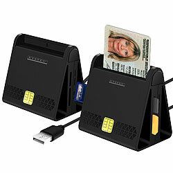 Xystec 2er-Set USB-Chipkartenleser für Smart-, SIM- und Speicher-Karten, HBCI Xystec Multi-Card-Reader mit SIM- und Smartcard-Reader