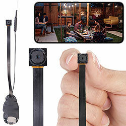 Somikon 2K-Micro-Einbaukamera mit Bewegungserkennung, Mikrofon, WLAN, App Somikon 2K-Micro-Videokameras mit WLAN, zum Einbau