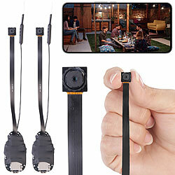 Somikon 2er-Set 2K-Micro-Einbaukameras mit Bewegungserkennung, Mikrofon, WLAN Somikon 2K-Micro-Videokameras mit WLAN, zum Einbau