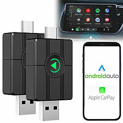 Creasono 2er-Set Funk-Adapter für Apple CarPlay und Android Auto, 2,4 & 5 Ghz Creasono 2in1-Funk-Adapter für Apple CarPlay und Android Auto
