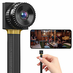 Somikon 2K-WLAN-Micro-Einbaukamera, Bewegungserkennung, Mikrofon, 4 MP, App Somikon 