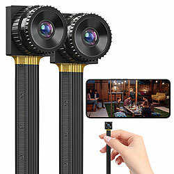 Somikon 2er-Set 2K-WLAN-Micro-Einbaukameras, Bewegungserkennung, Mikrofon, 4MP Somikon 2K-Micro-Videokameras mit WLAN, zum Einbau