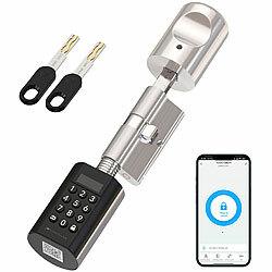 VisorTech Elektronischer Tür-Schließzylinder mit PIN-Code, 2 Schlüsseln & App VisorTech Elektronische Tür-Schließzylinder mit Bluetooth, Zahlen-Code, Schlüssel & App